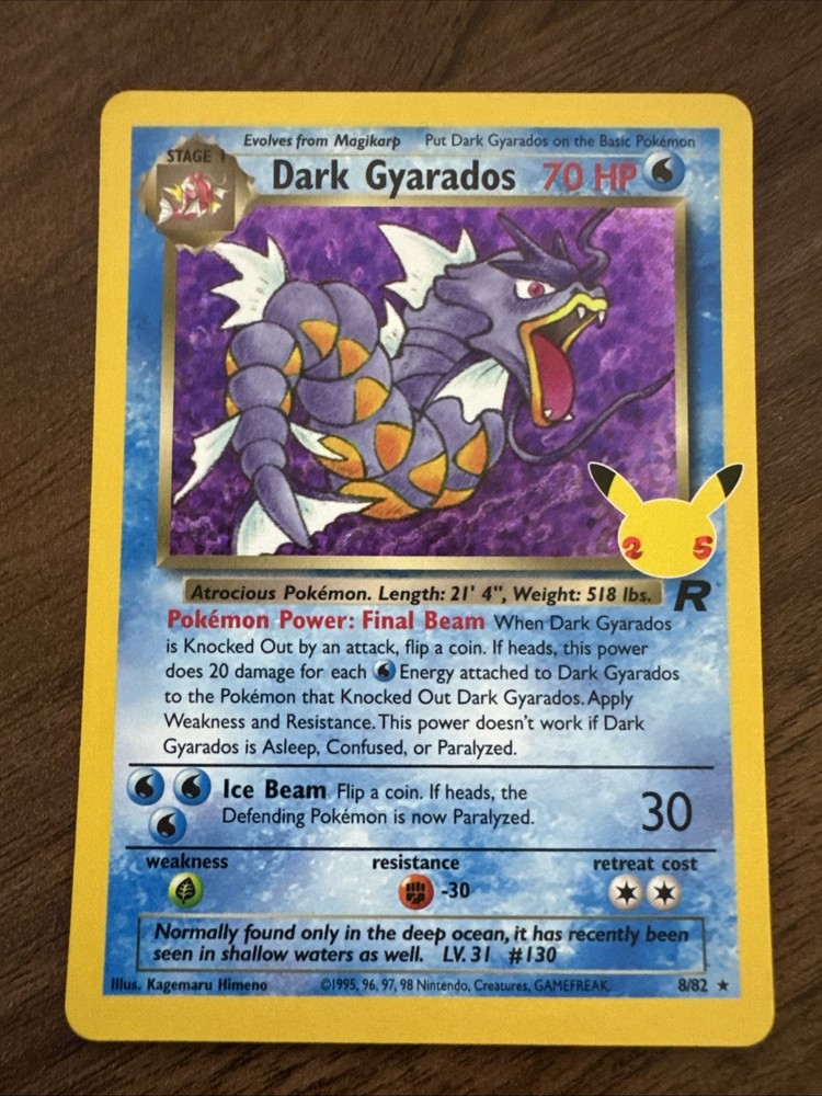 Pokemon Dark Gyarados 8/82 25th Anniversary Celebrations Classic Collection Holo