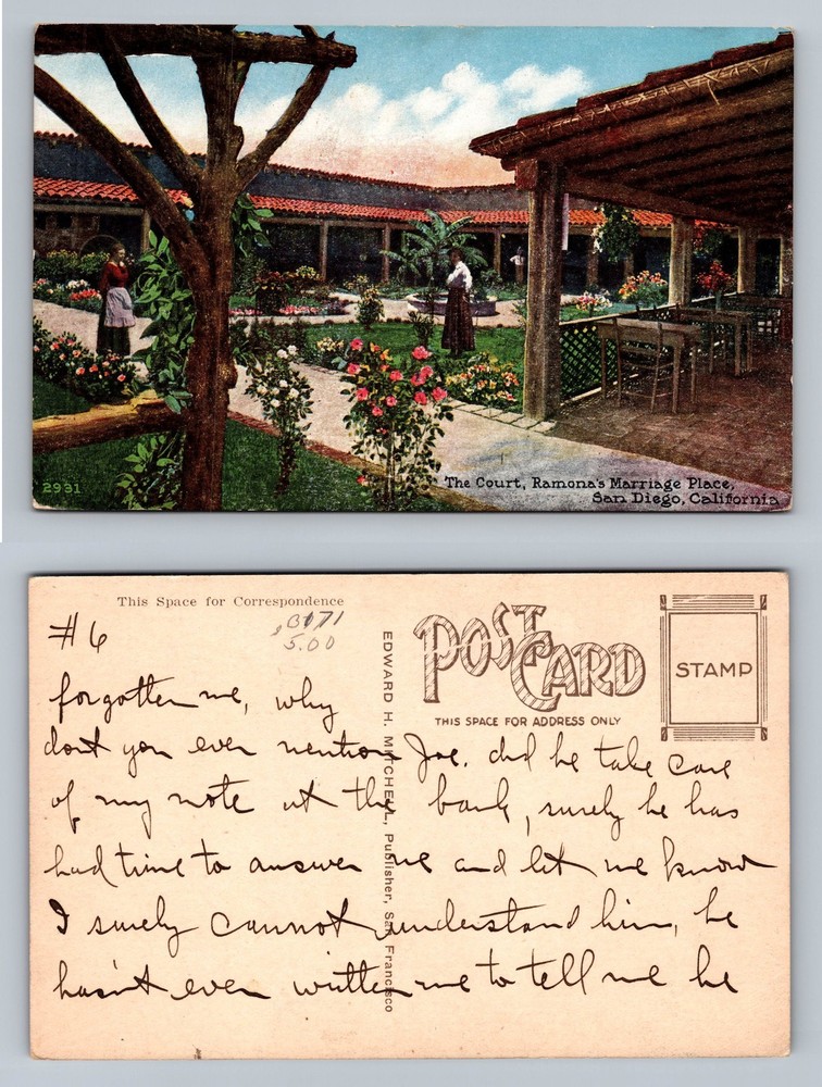 San Diego, CA-California, Ramona’s Marriage Place Garden View Vintage Postcard
