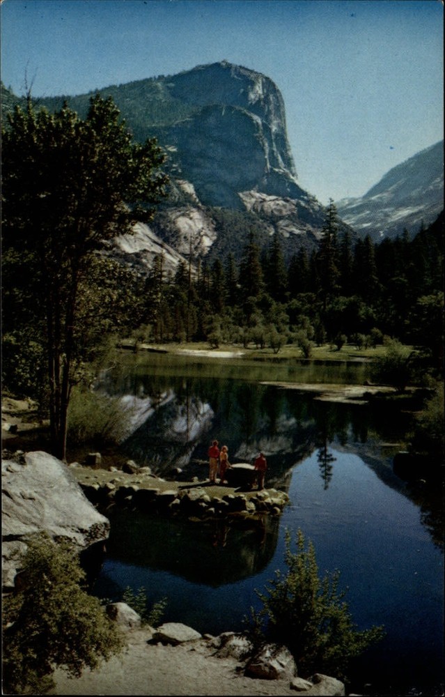 Yosemite Natl Park California Mirror Lake Mt Watkins unused vintage postcard