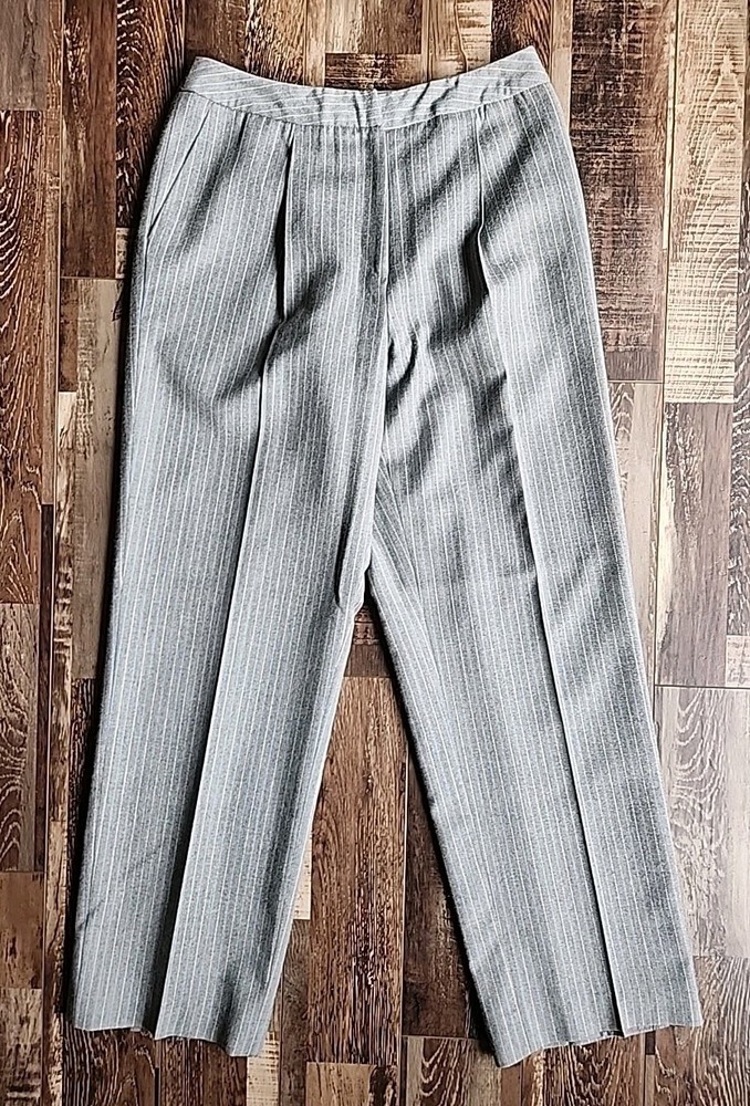 Talbots Womens Classic Heritage Gray Pin Stripe Wool Pants Lined Size 8