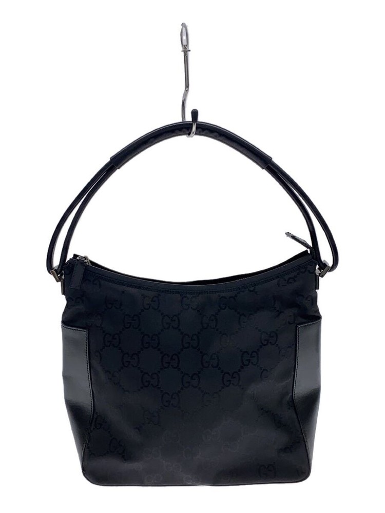 GUCCI Black Nylon Tote Bag with All-Over Pattern Made in Japan