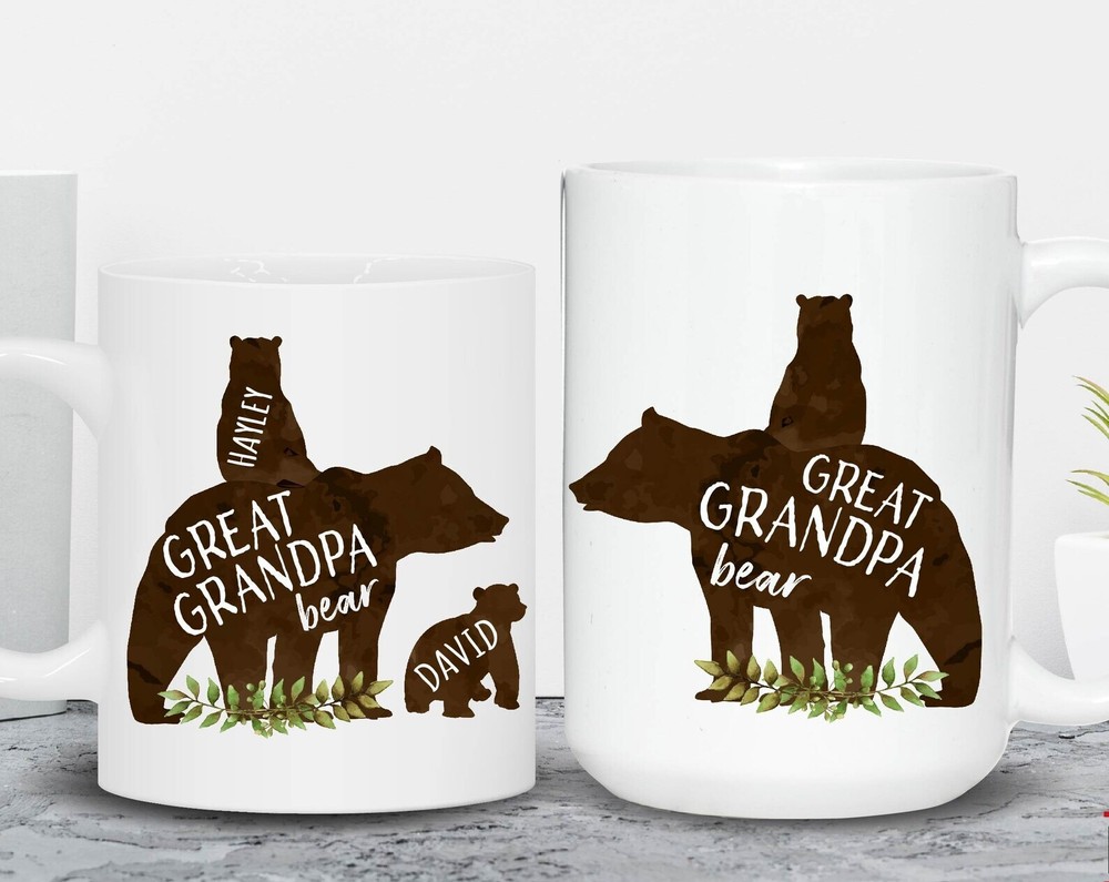 Personalized Great Grandpa Bear With Cubs Coffee Mug