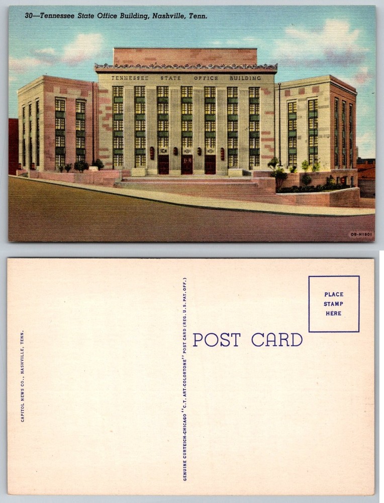 Tennessee State Office Building Nashville TN Linen Postcard Curteich