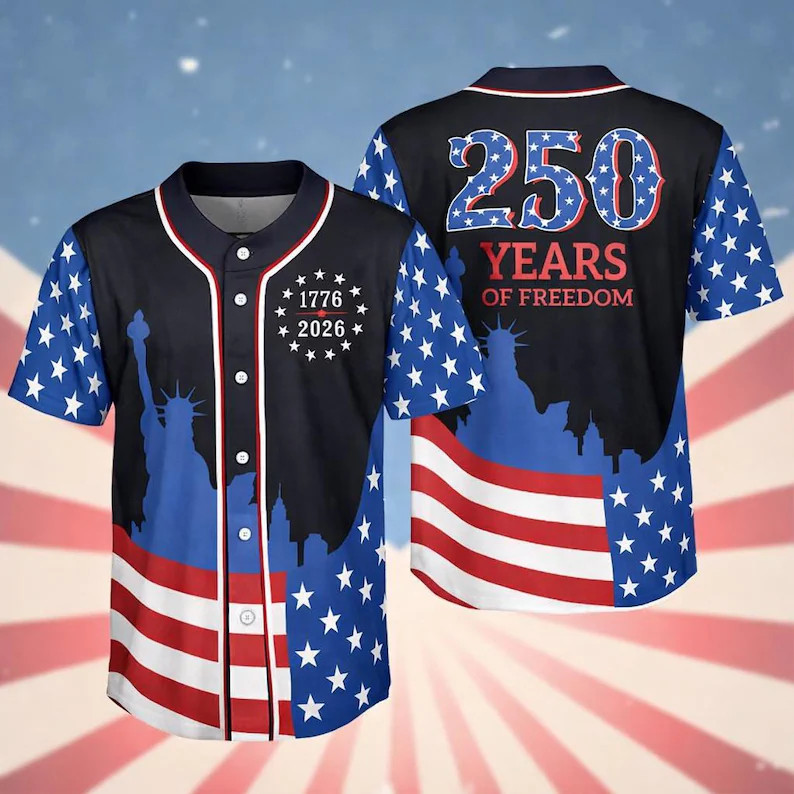 America 250th Anniversary Baseball Jersey Patriotic USA