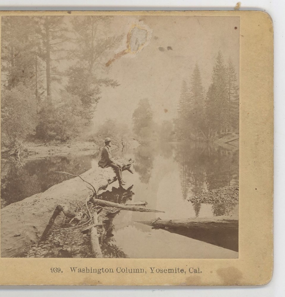 Washington Column Merced River Yosemite Valley CA Kilburn Stereoview c1870