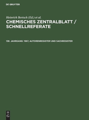 1967, Autorenregister Und Sachregister (Hardback)