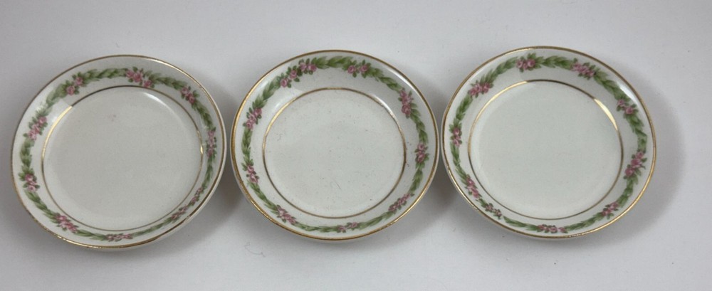 Butter Pat Plates Antique Johnson Bros Floral & Gold Rim Set Of 5 Granny Core