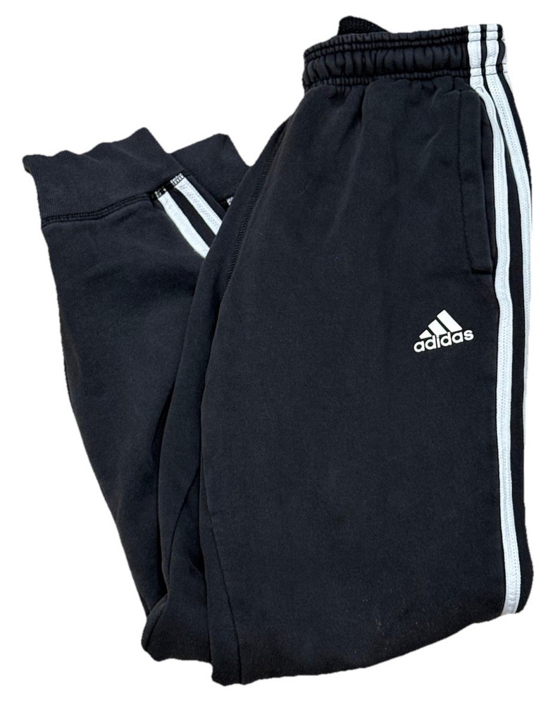 Adidas Essentials Fleece Stripe Tapered Cuff Pants Black Men’s Size Small Track