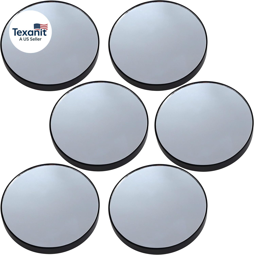 6-Pack 10X Magnification Mirror with Suction Cups, Black, 3-Inch Diameter