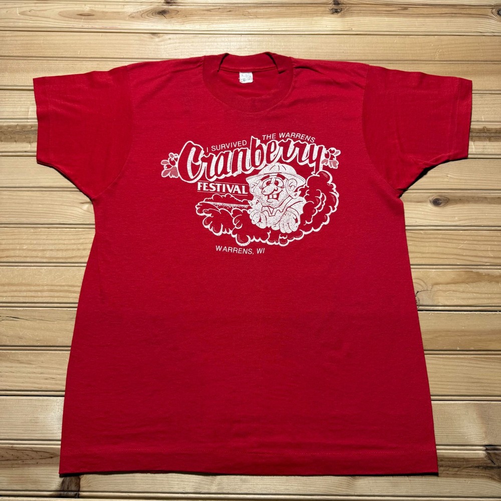 Vintage 80s Cranberry Festival Warrens Wisconsin Souvenir T-Shirt USA Made Large