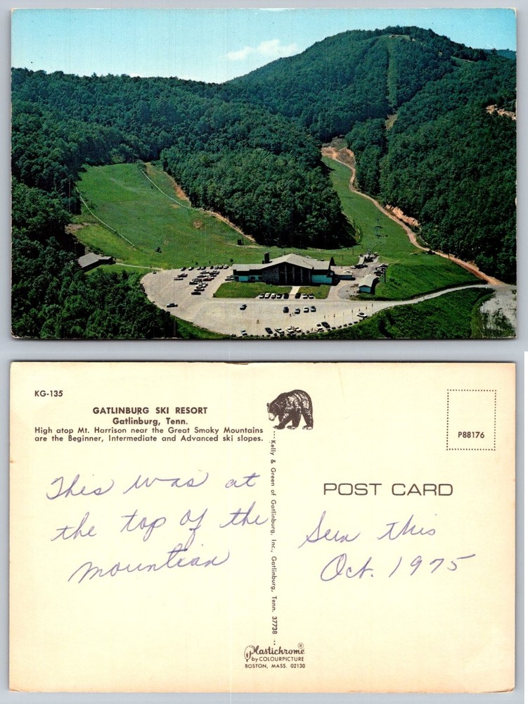 Vintage Gatlinburg Ski Resort Postcard Mt Harrison Great Smoky Mountains 1975