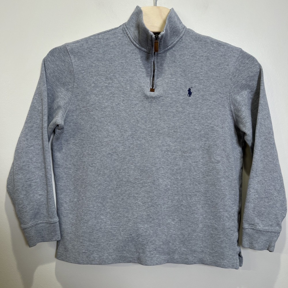 Polo Ralph Lauren Men’s Cotton Quarter Zip Sweater Size LARGE Gray *read*