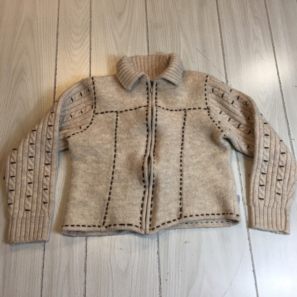 Marisa Christina Wool Cardigan Sweater Cropped Womens Zip Large