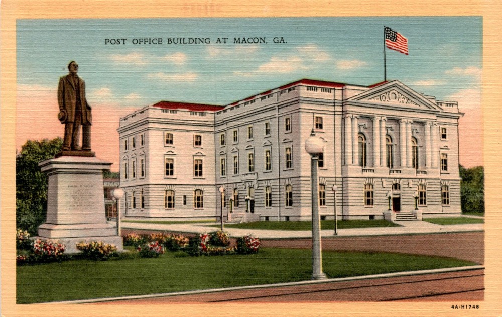 Macon, GA, Federal Building, Wadley Monument, Georgia, Federal Court, Postcard