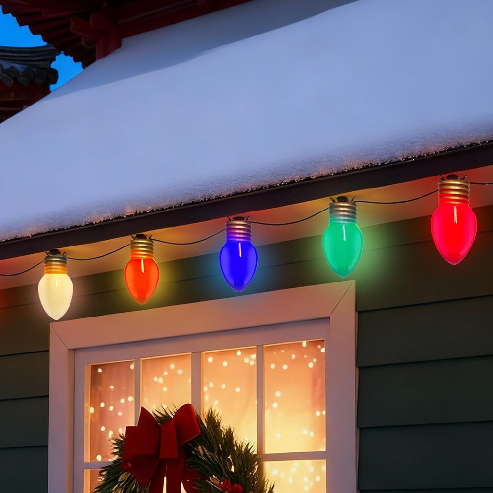 16Ft Jumbo LED Multicolor Christmas String Lights Outdoor with 10 T13 LED Bul...