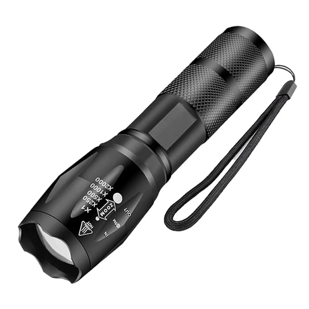High Power LED Flashlights Camping Torch 5 Lighting Modes Batteries Aluminum