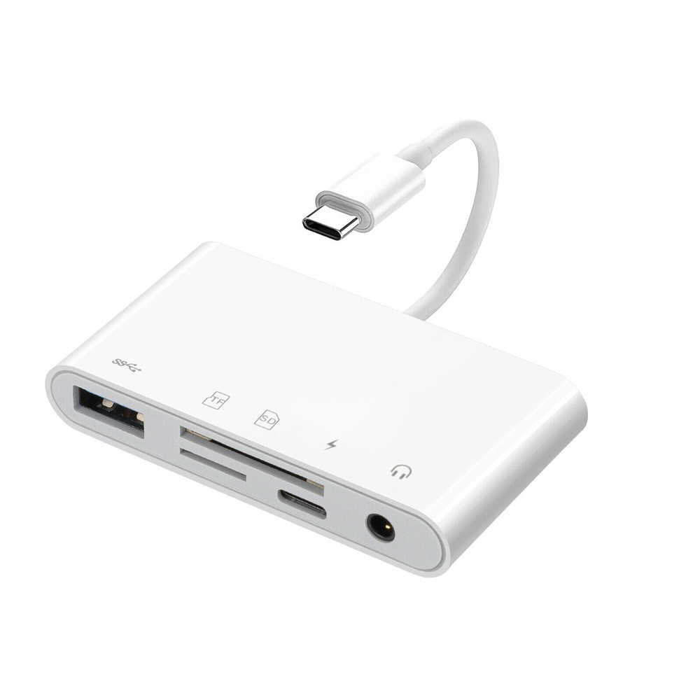 5 in 1 USB OTG Card Reader Adapter With Charging Port For Micro SD SDXC CF SDHC