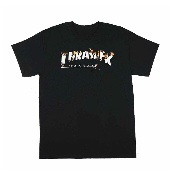 Thrasher Magazine INTRO BURNER LOGO Skateboard T Shirt BLACK S-5XL