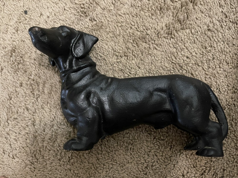 Cast Iron Door Bank Or Doorstop Dachshund Rare Shelf Piece Wiener Dog