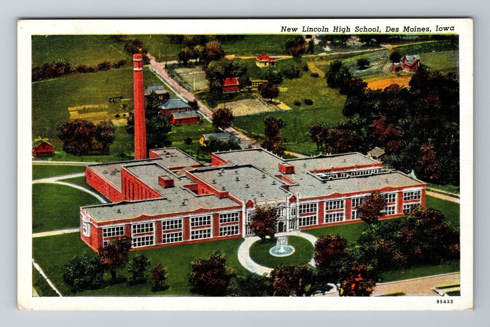 Des Moines IA-Iowa, New Lincoln High School, Aerial, Antique, Vintage Postcard