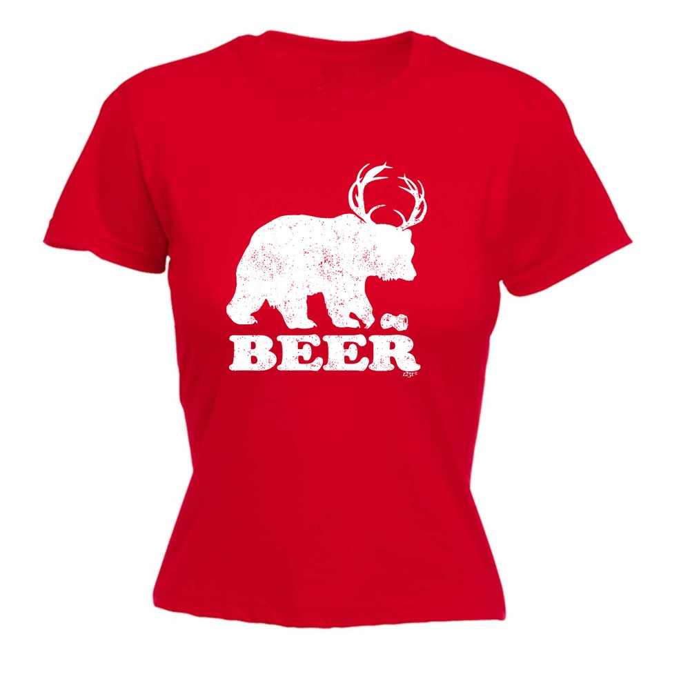 Beer Bear Deer - Womens T Shirt Funny T-Shirt Novelty gift tshirt
