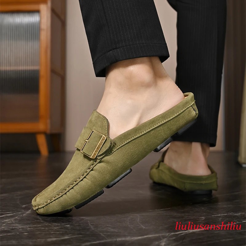 Men's Mules Flats Shoes Casual Loafers Slides Slippers Half Drag Male Footwears