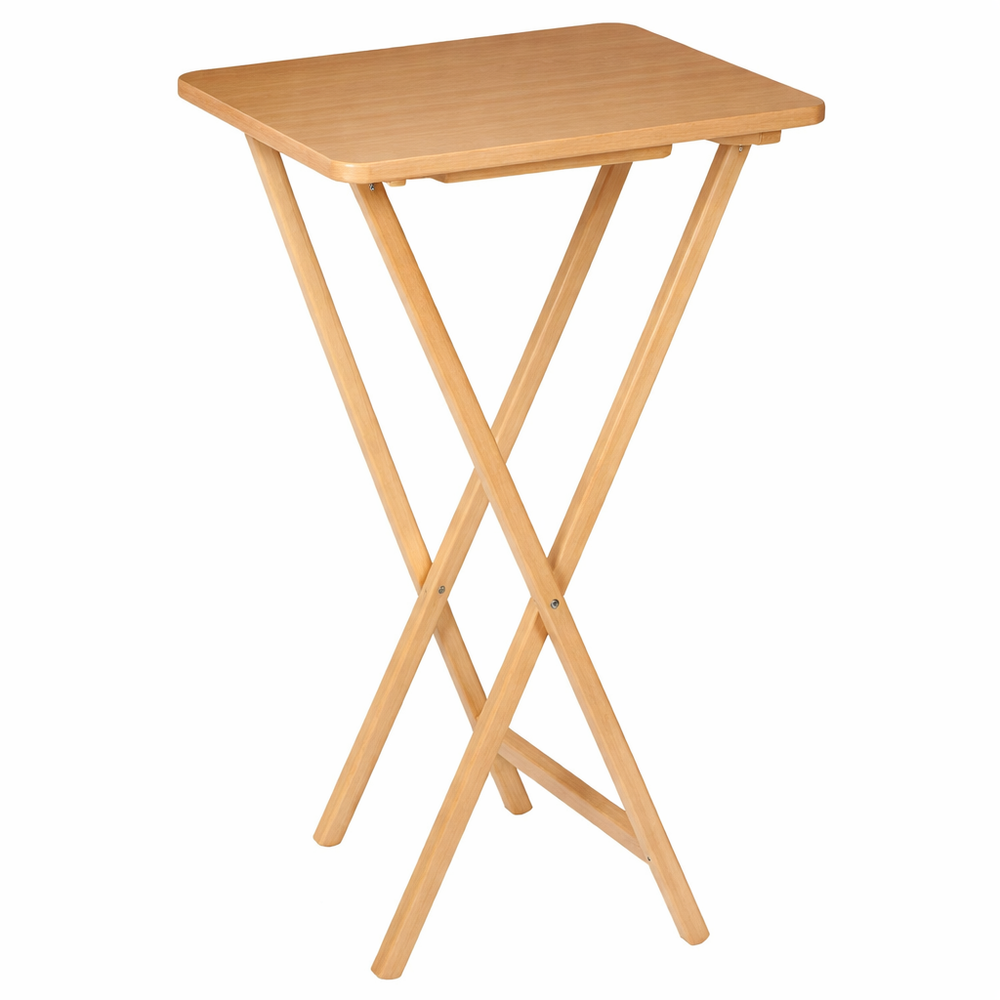 Folding TV Tray Table Solid Rubberwood Portable Space-Saving No Assembly