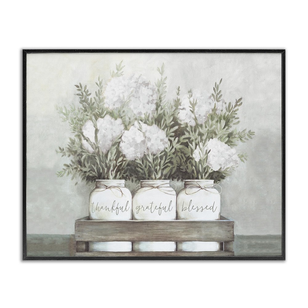 Pristine Hydrangea Bouquets Thankful Grateful Blessed Sentiment Framed Giclee...