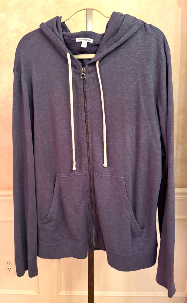 JAMES PERSE NWOT Vintage Blue French Terry Hoodie Sweatshirt Jacket Size 4 - XL