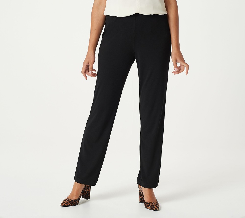 Susan Graver Women's Petite Pants 1XP Essentials Pet Liquid Knit Black A228084