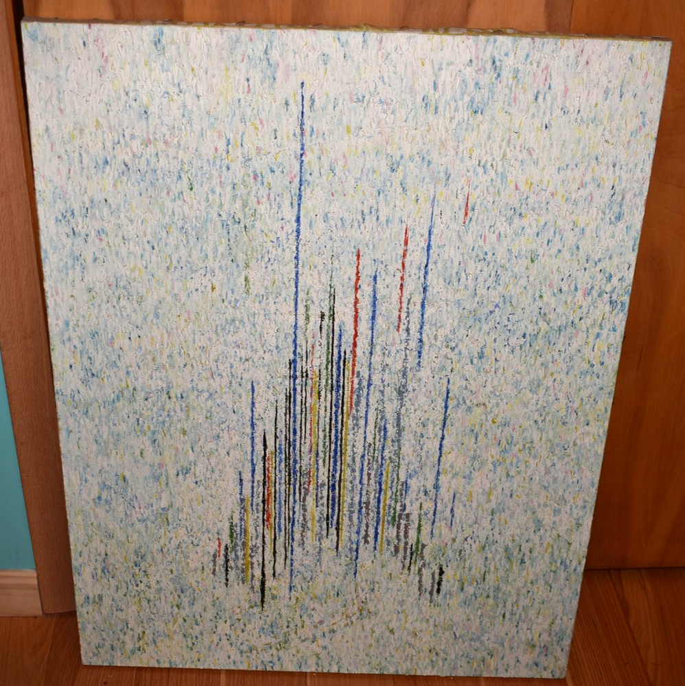 Vintage 1960s Boston Mid Century Abstract Painting Edward Cooper 28x37