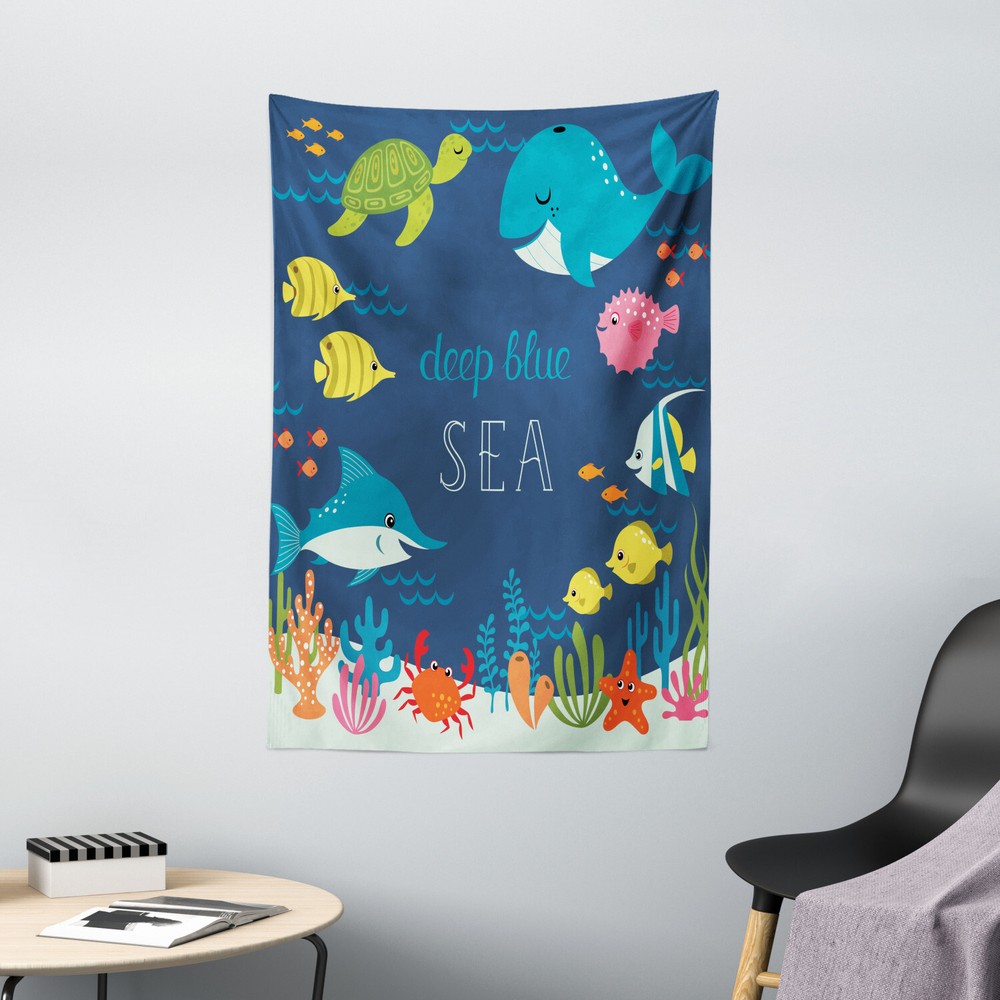 Underwater Tapestry Algaes Coral Reefs Print Wall Hanging Decor