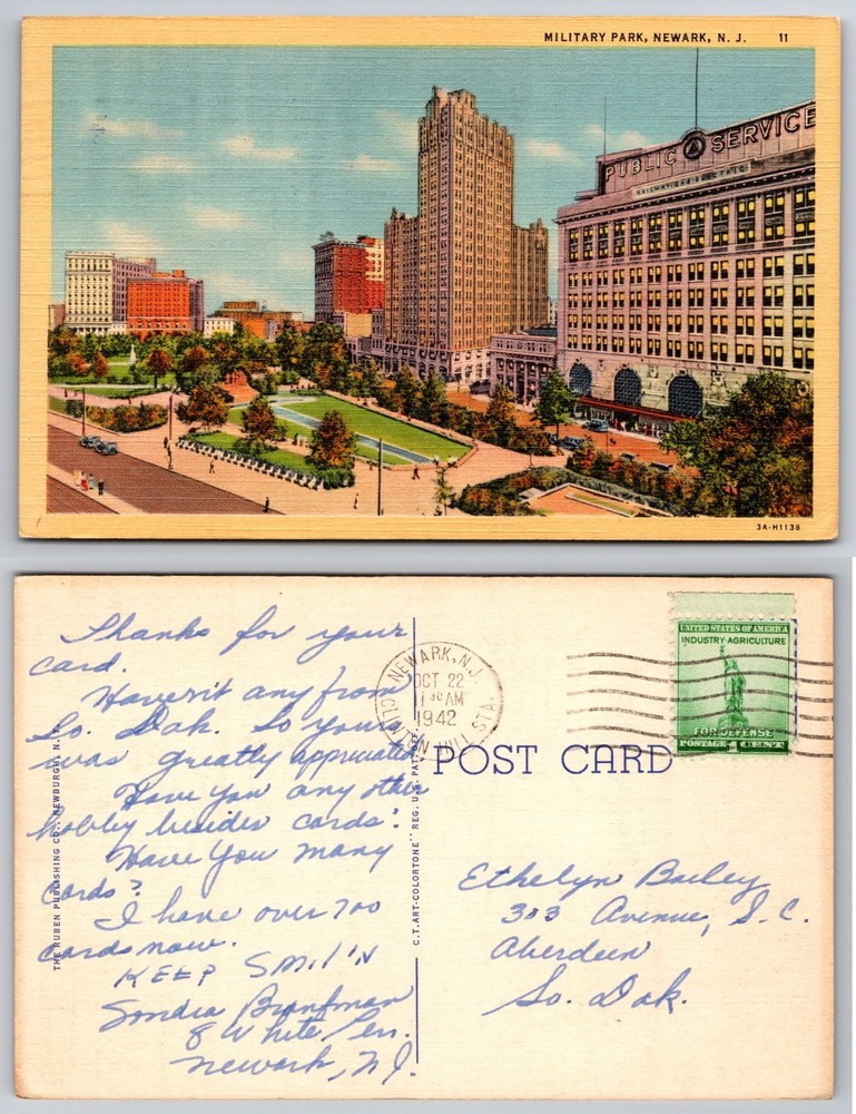 Military Park Newark NJ Postcard