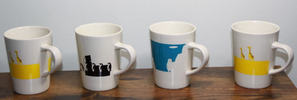 Rare Vintage Lot of 4 Coffee Mugs Made in Japan Cream 6oz.