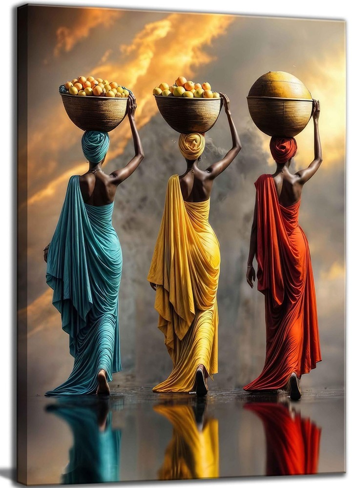 Black Girl Canvas Wall Art African American Woman painting Decor Pictures Ret...