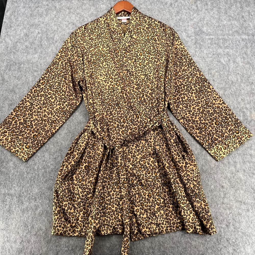 Victorias Secret Short Robe Belted Animal Print Brown Cheetah One Size Kimono