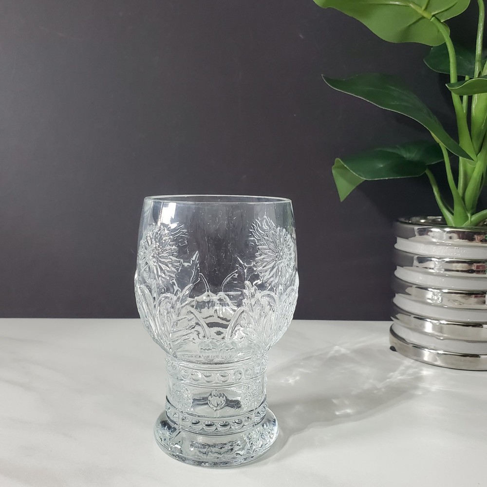 Anthropologie Helianthus Clear Water Goblet Glass