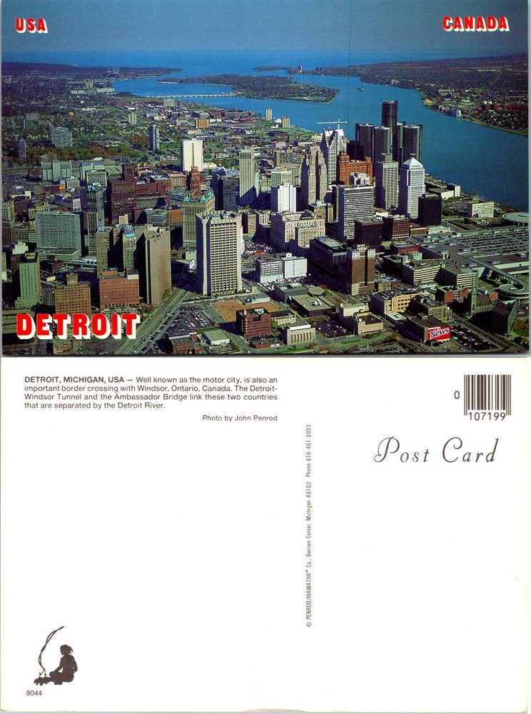 Continental Detroit Michigan MI Skyline USA Canada Postcard