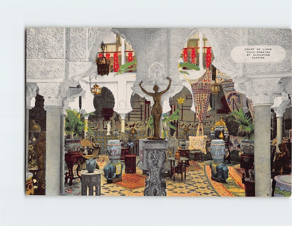 Postcard Court of Lions Villa Zorayda St. Augustine Florida USA
