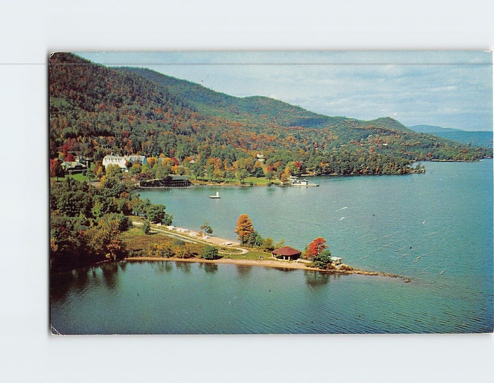 Postcard Aerial View Silver Bay Lake George New York USA
