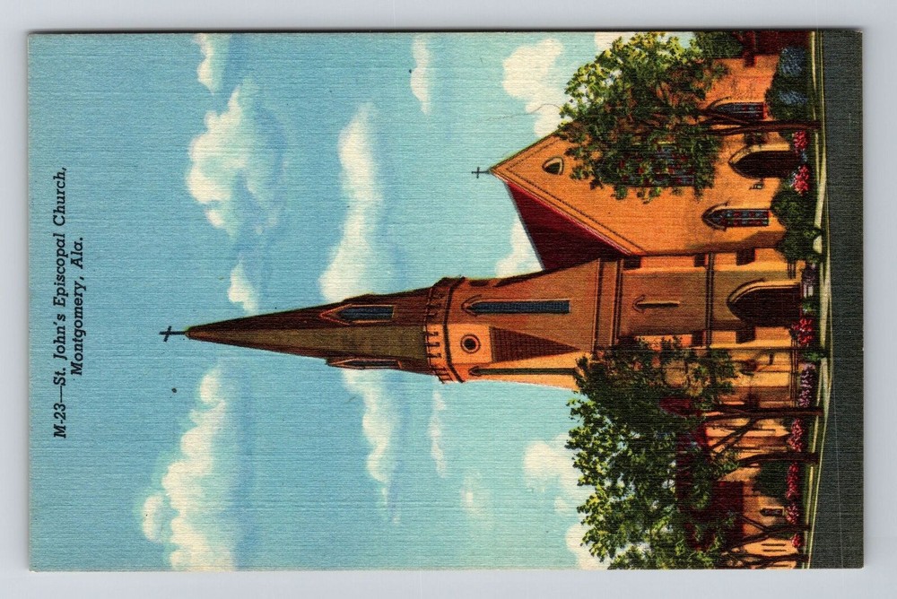 Montgomery AL-Alabama, St Johns Episcopal Church, Vintage Postcard