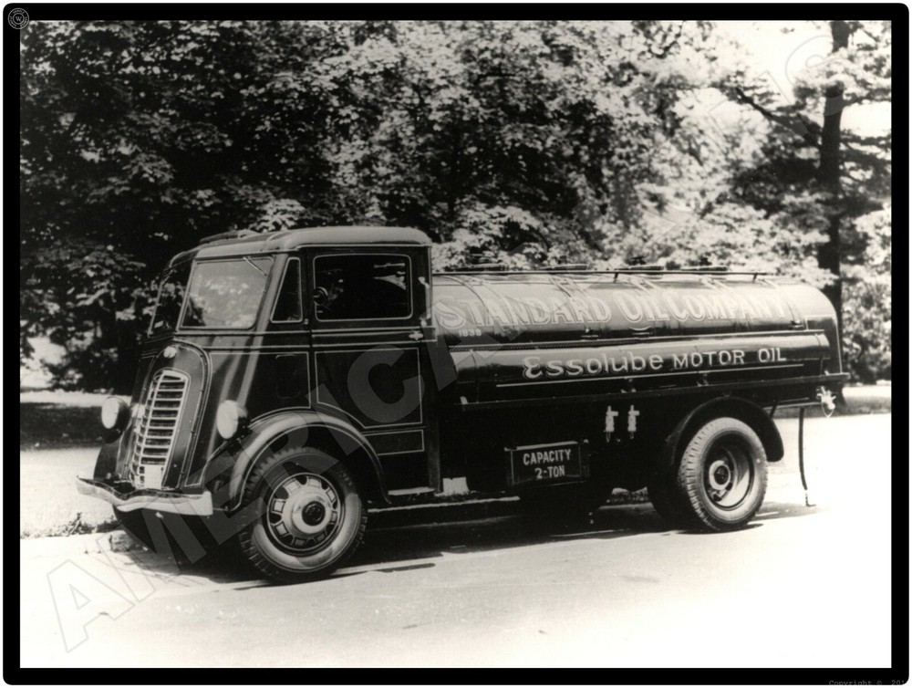 Vtg. Mack Trucks AC New Metal Sign: Esso Lube Standard Oil Tanker Truck 2 Ton