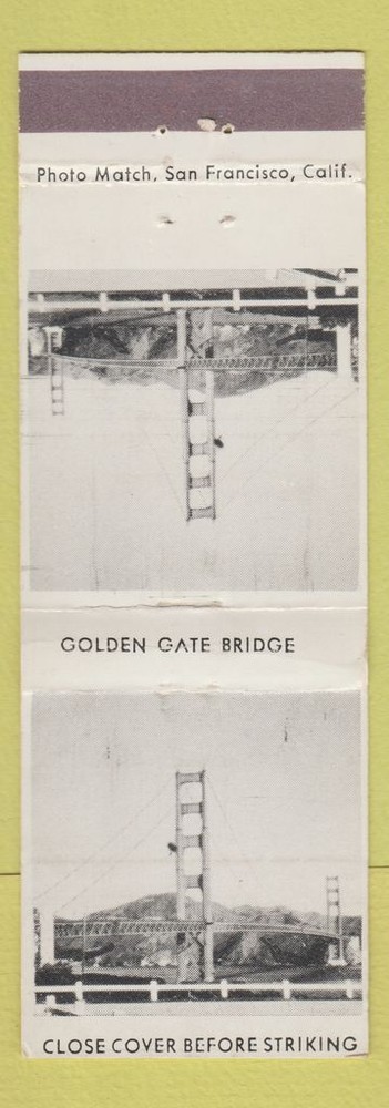 Matchbook Cover - San Francisco CA Tourism Golden Gate Bridge WEAR