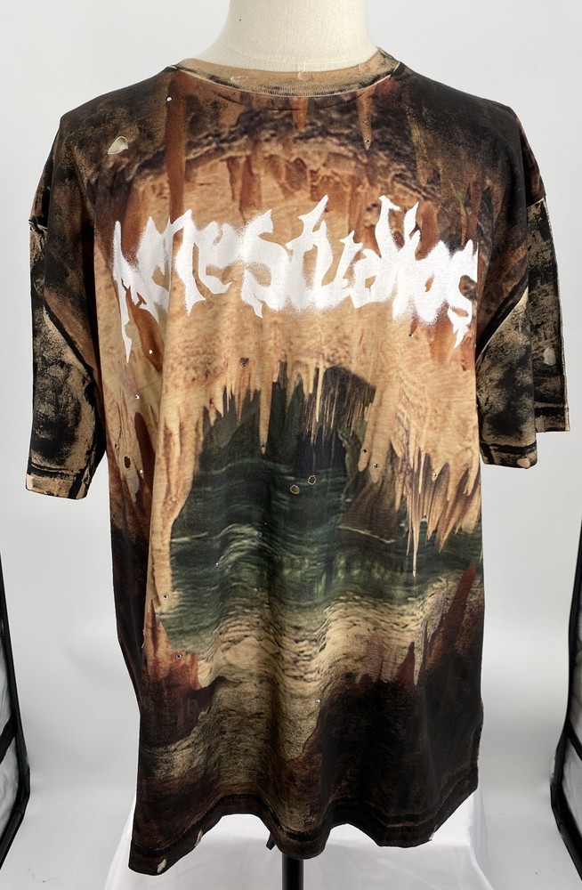 Acne Studio's Unisex Logo T-Shirt Black/Rust Size L Relaxed-Fit Rhinestones