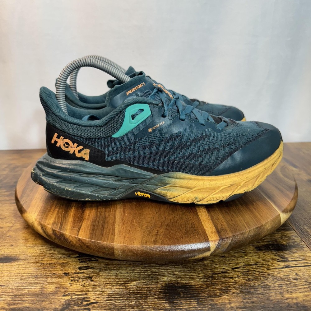 Hoka Speedgoat 5 GTX Gore-Tex Shoes Womens Size 7.5 Teal Waterproof Trail Vibram