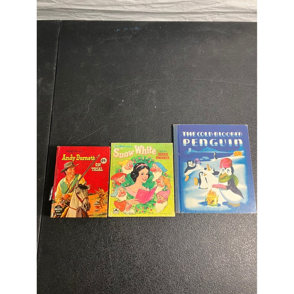 Vintage Disney Book Lot Cold Blooded Penguin Snow White Andy Burnett 3 Books