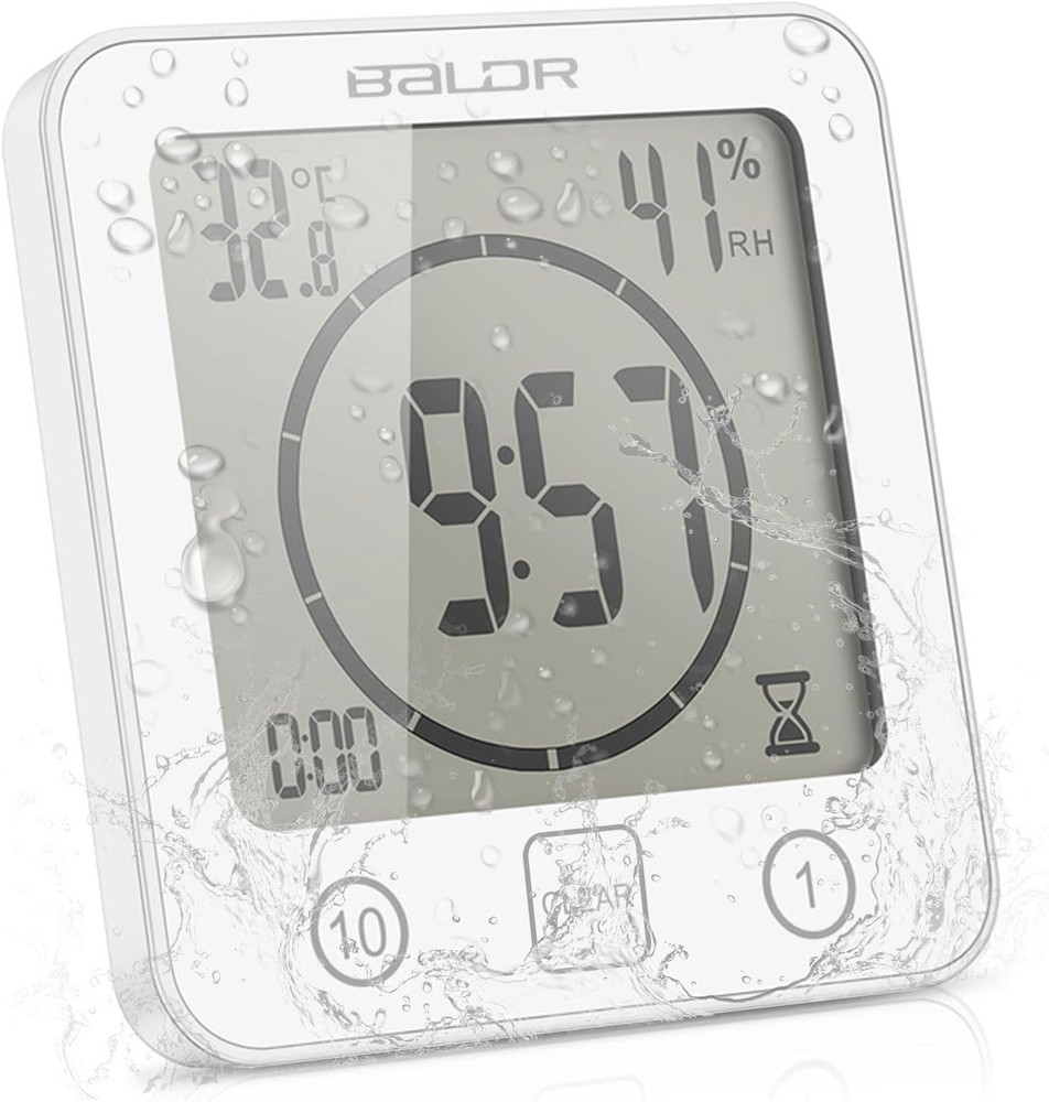 Waterproof Digital Shower Clock with Temperature Display for Bathroom Wall
