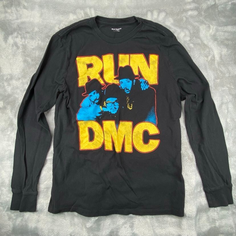 Run DMC Shirt Mens Small Black Long Sleeve Old Navy Old School Hip Hop Rap