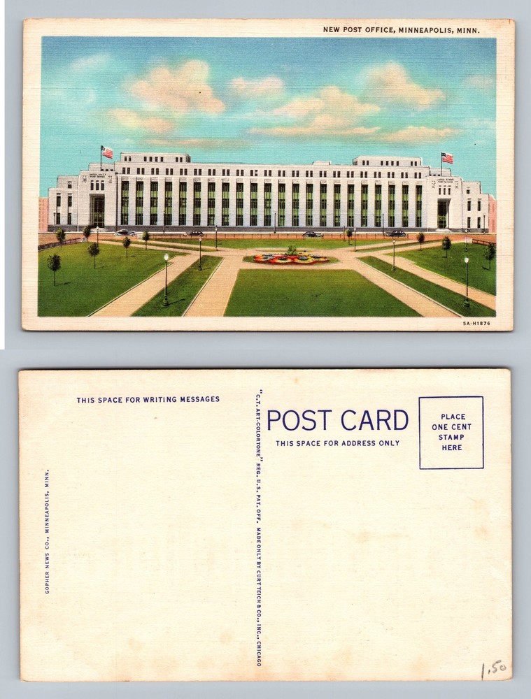 Minneapolis, MN-Minnesota, New Post Office Grounds View PC Vintage Postcard