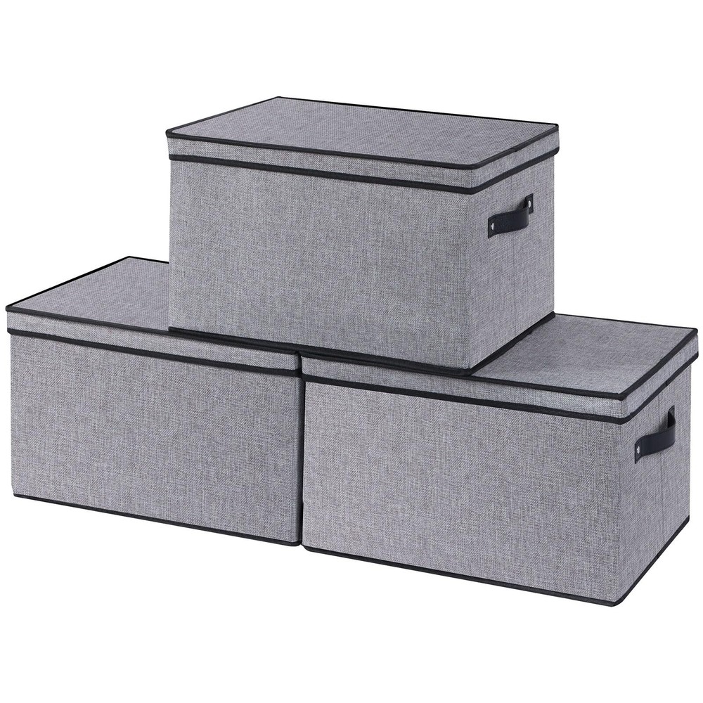 Fabric Storage Boxes, 16.5 x 11.8 x 10.2 Inch Storage Baskets for Shelves wit...